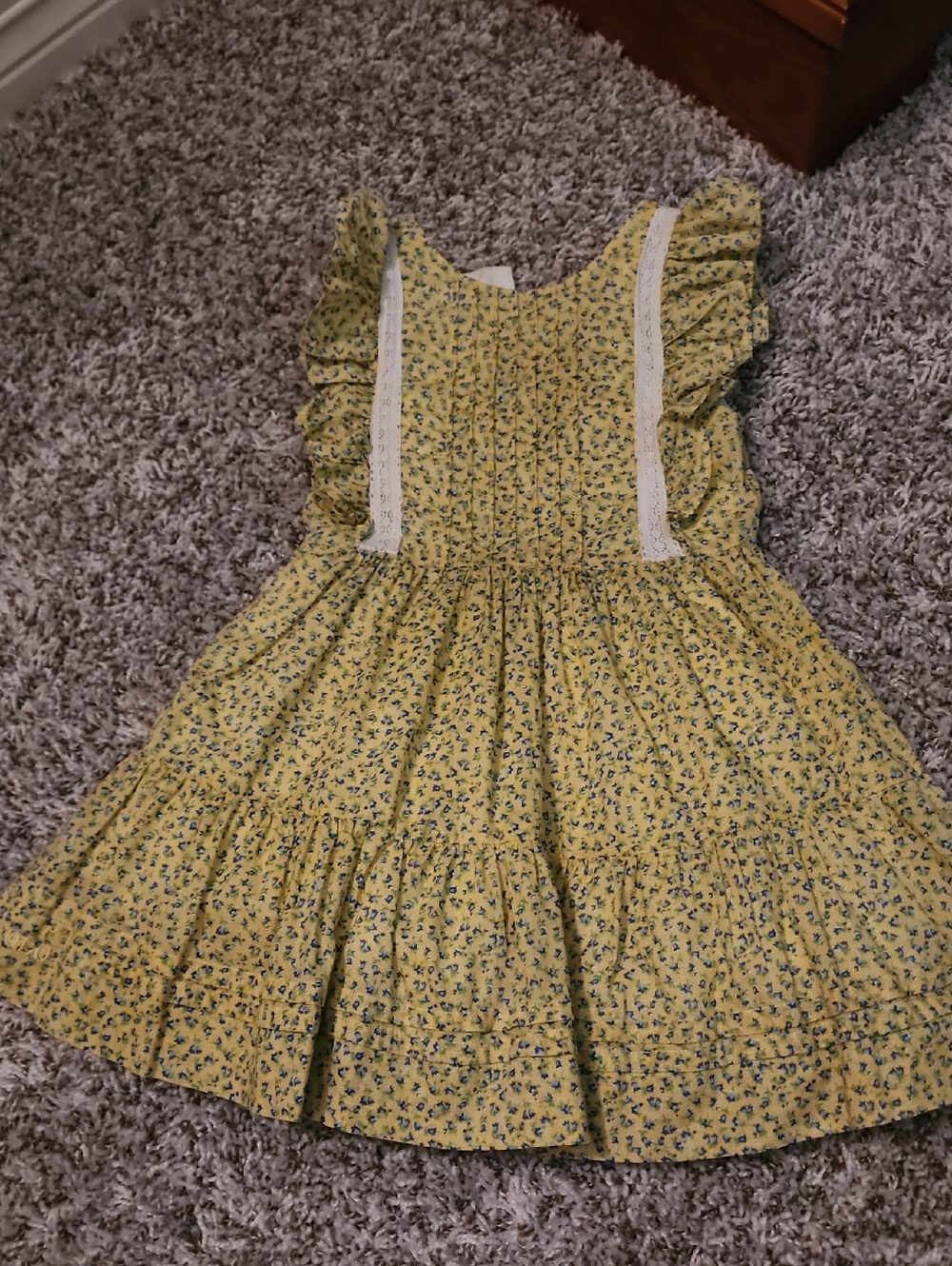 Ralph Lauren Blue And Yellow Floral Dress, Size 2T, Preowned But VGUC